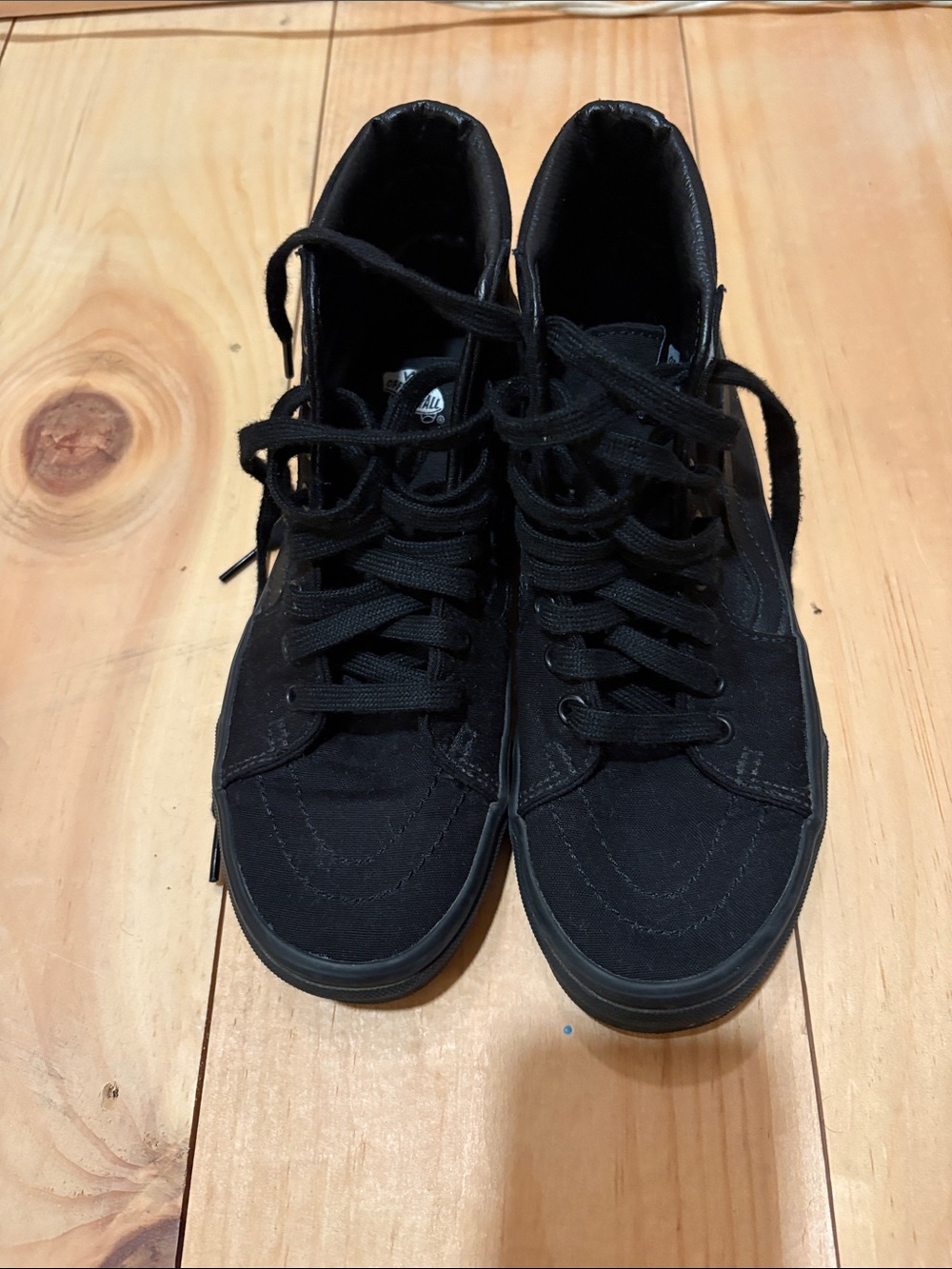 Vans all black high top sneakers